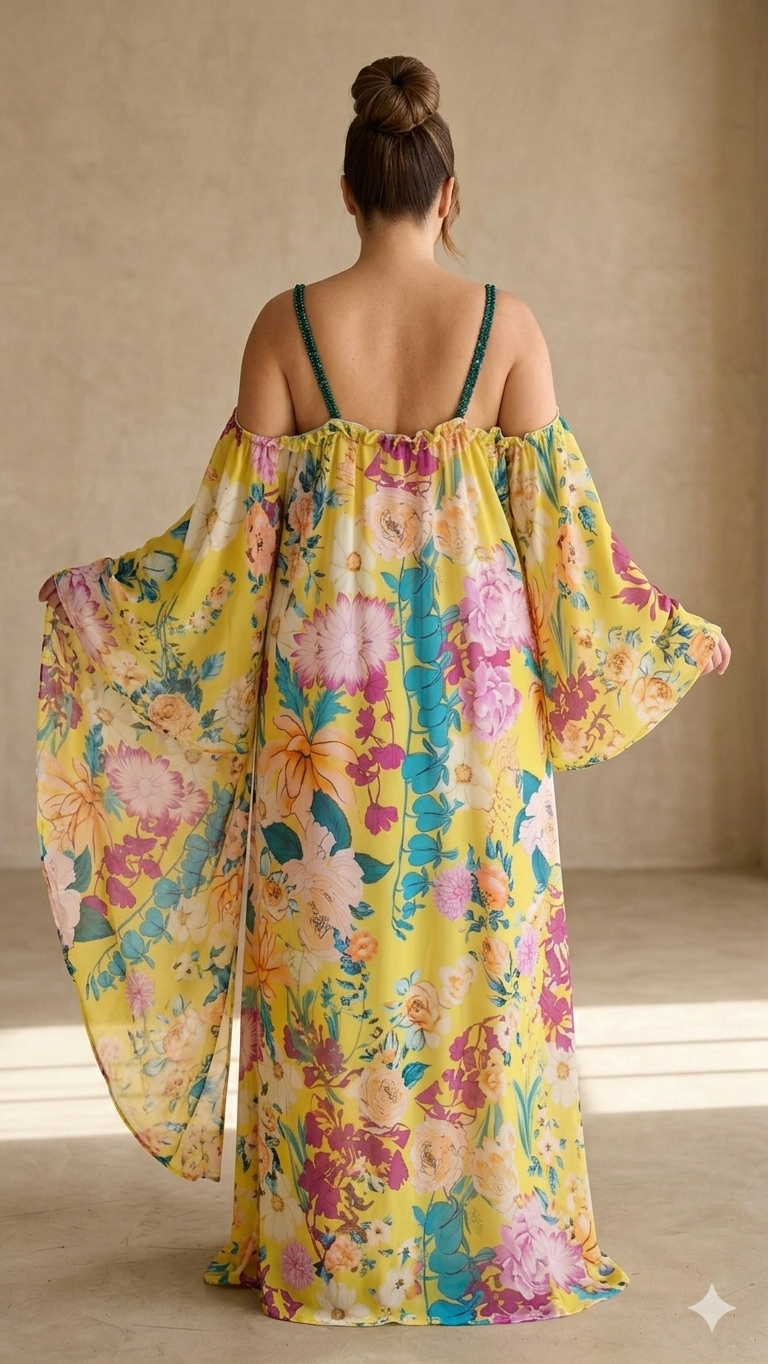 Abito Lungo Curvy in Georgette
