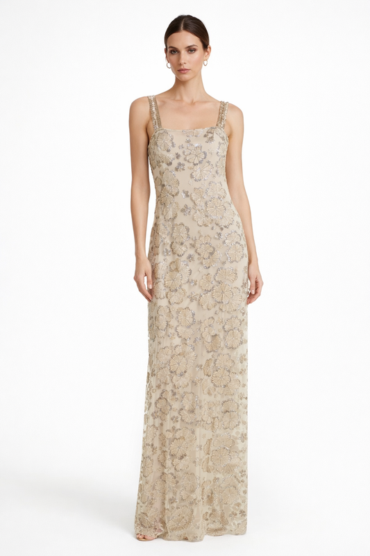 Vestito lungo ricamato