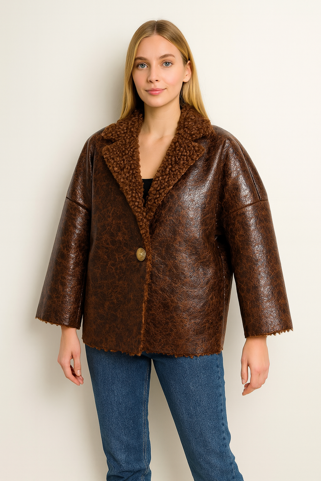 Giacca montone e pelle