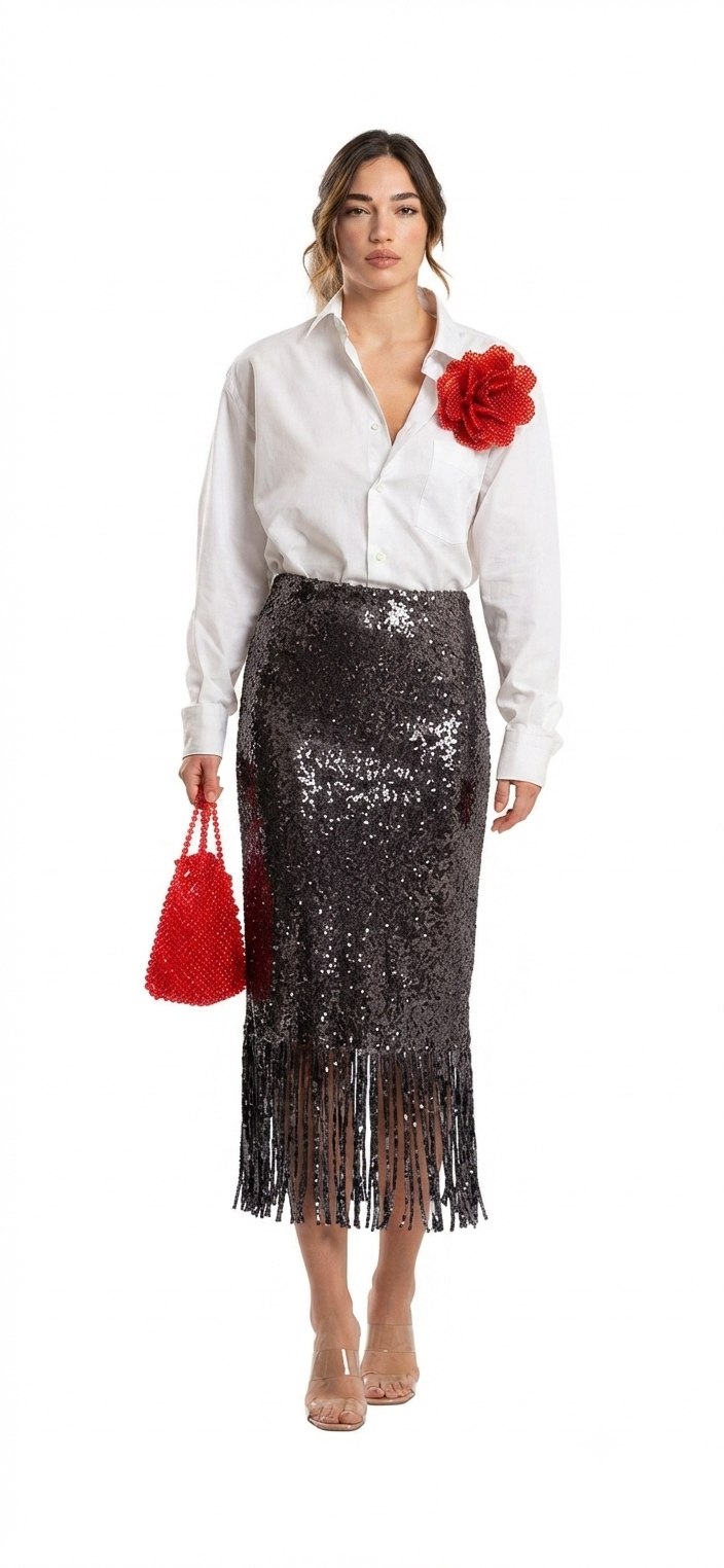 Gonna di paillettes con frange