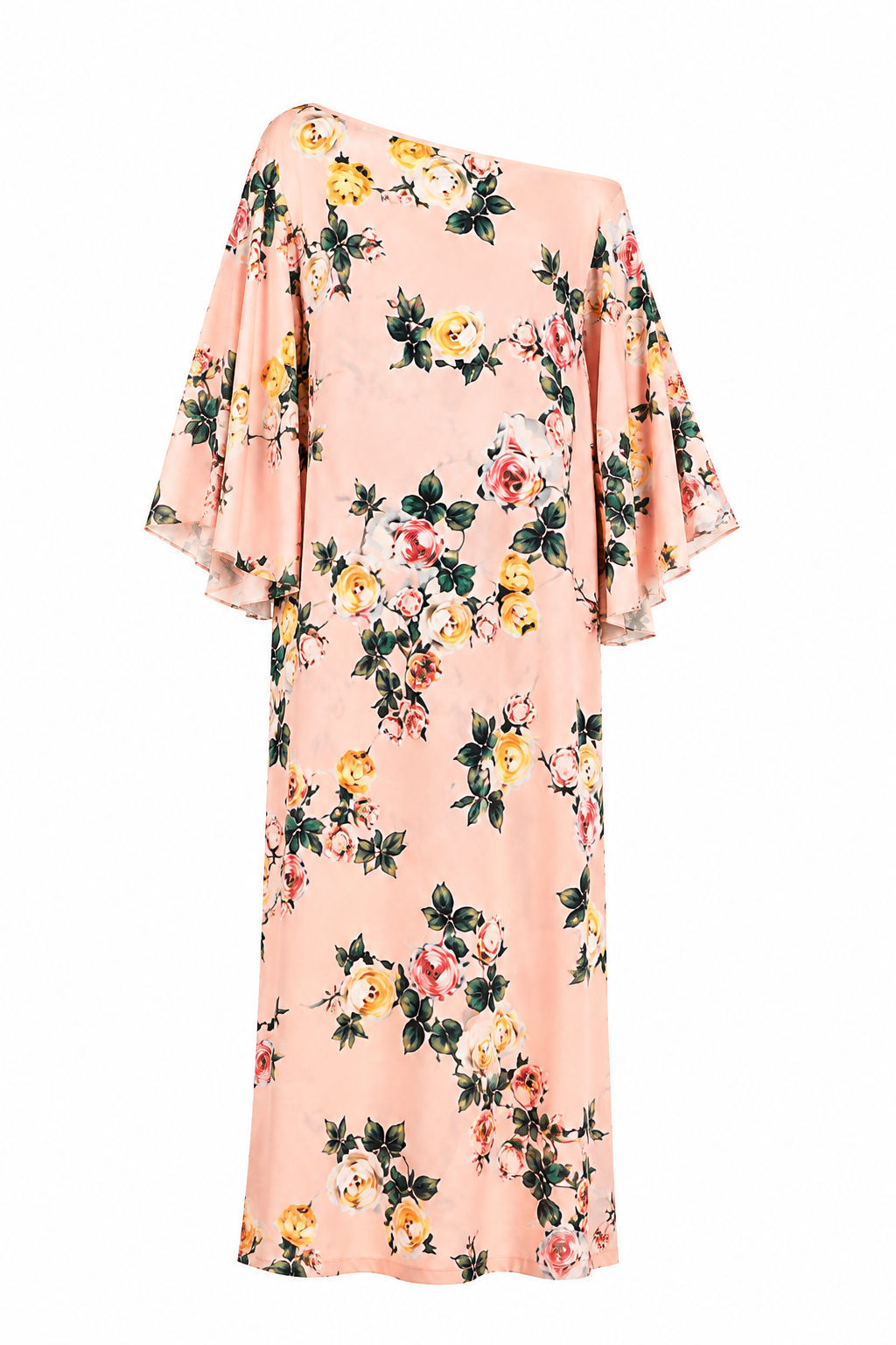 Abito Lungo Floreale in Satin Artigianale