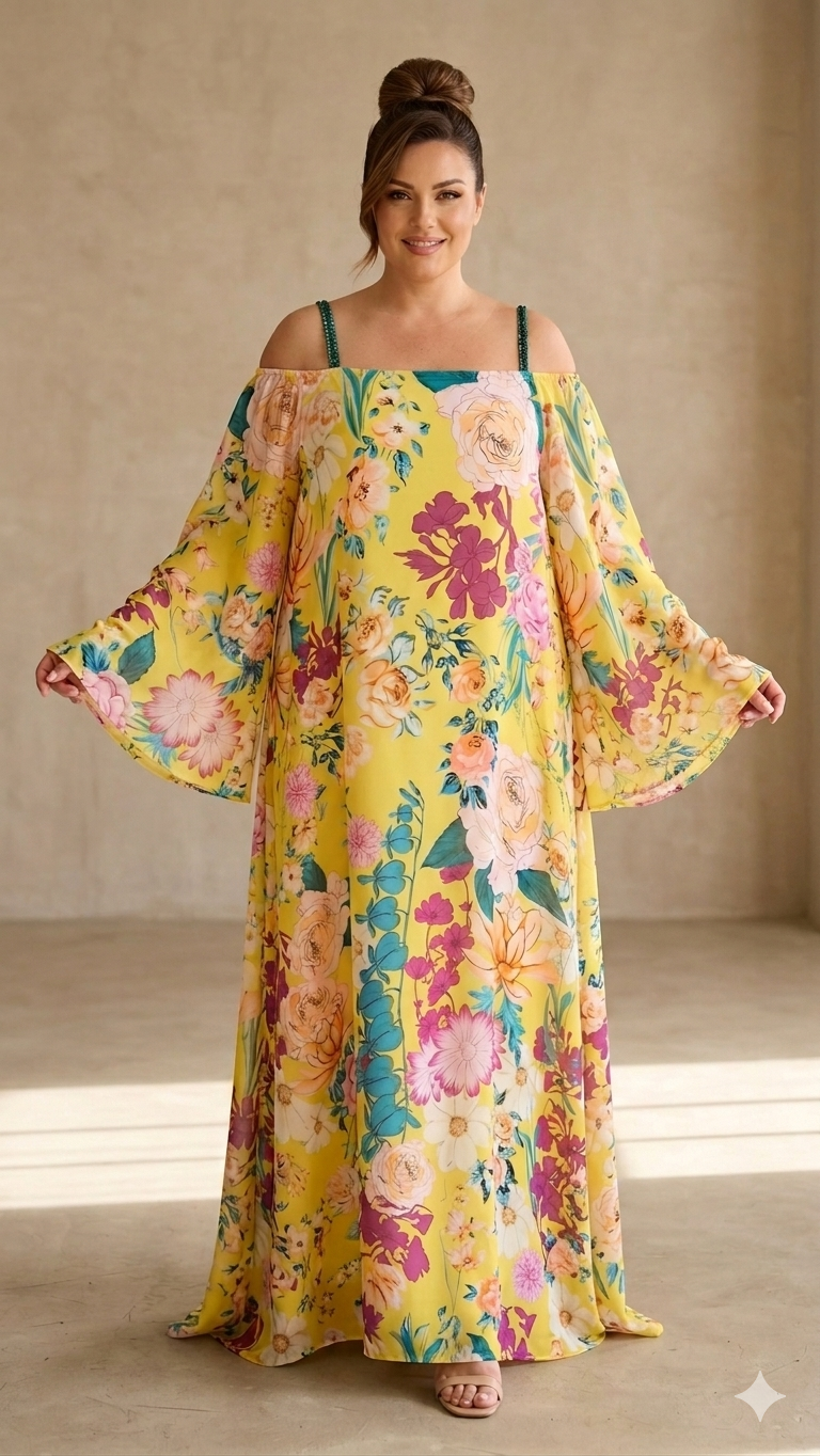 Abito Lungo Curvy in Georgette
