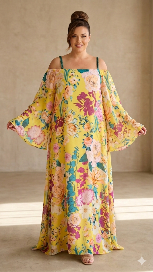 Abito Lungo Curvy in Georgette