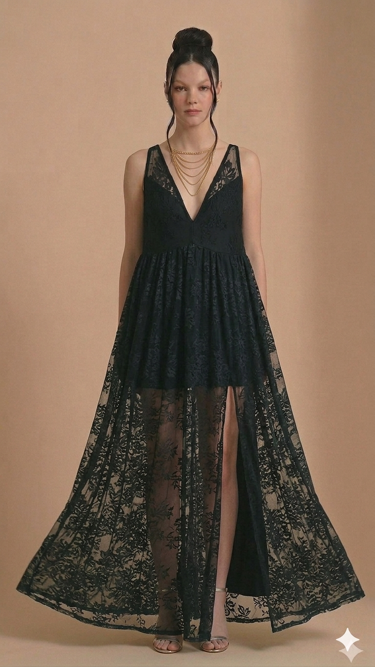 Vestito lungo di pizzo